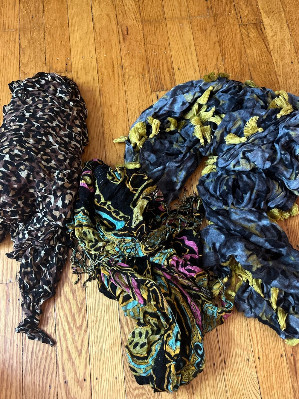 Triplet acrylic patterned scarves